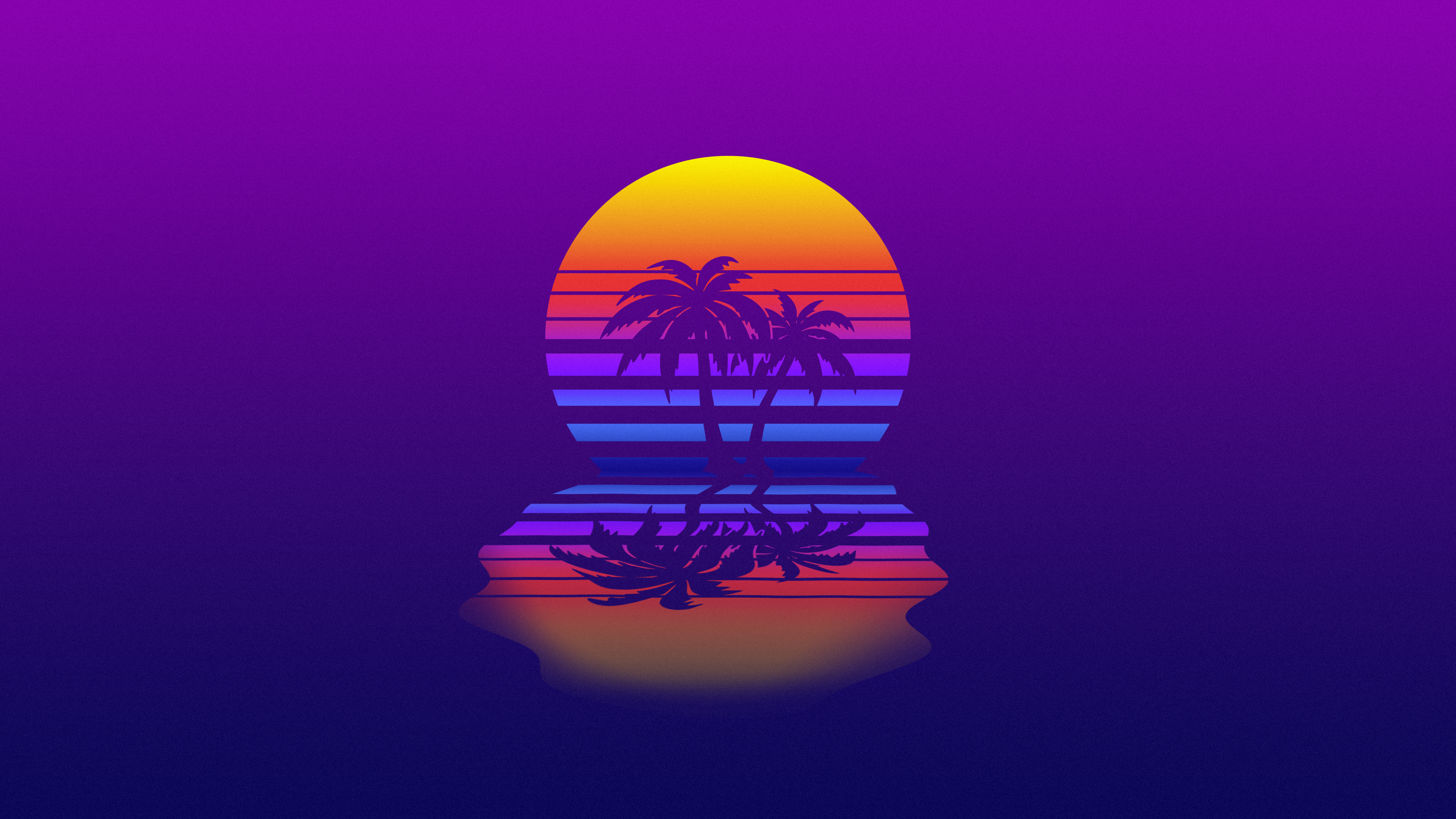 Free download Sunset Reverse Wave Synthetic Wave Retro Theme Retro Style AI Art Simple Background Palm Tree Reflection Computer Wallpaper 4K Wallpaper, Wallpaper(s) website provided.