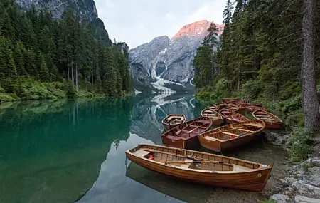 Free download Landscape River Forest Mountain Boat Calm Water Nature 4K Wallpaper, Wallpaper & 7wallpaper