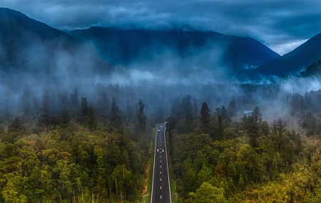 Free download Photography Landscape Forest Mountains Mist Road 8K Wallpaper, Wallpaper & 7wallpaper