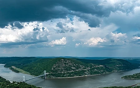 Free download Scenery Sky Mountains Hills Summer Nature Bridge Water Cloud Cloudy River Computer Wallpaper 4K Wallpaper, Wallpaper(s) website provided.