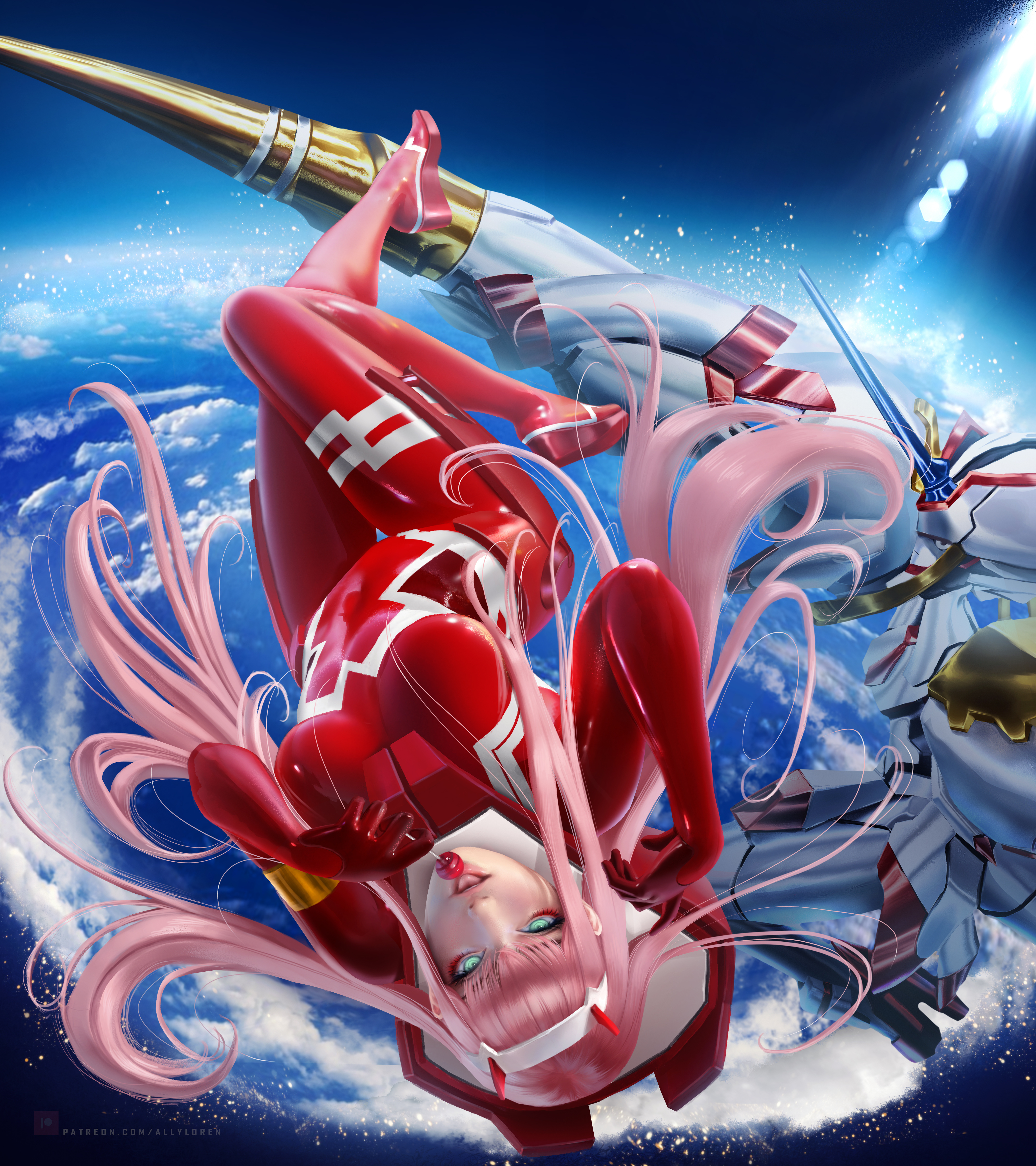 Free download Fantasy Girl Woman Long Hair Pink Hair Illustrations AI Art Sketch Anime Girl Zero Two DARLING National Team Mobile Wallpaper 4K Wallpaper, Wallpaper(s) website provided.