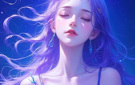 Free download Blue Fantasy Beauty Starry Sky Beautiful Girl Anime 4k Mobile Wallpaper 1080P Wallpaper, Wallpaper(s) website provided.