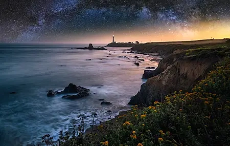 Free download Scenery Night Scenery Photography Lighthouse Dream Nature Sea Cliff Sunset Computer Wallpaper 4K Wallpaper, Wallpaper & 7wallpaper