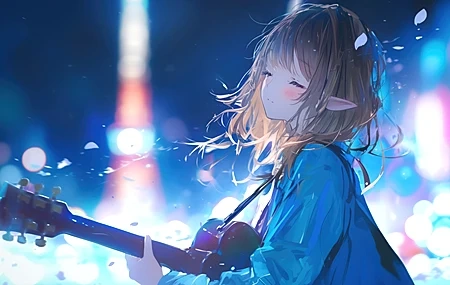 Free download Girl Short Hair Beast Ear Guitar Music 4K Anime Wallpaper 4K Wallpaper, Wallpaper(s) website provided.
