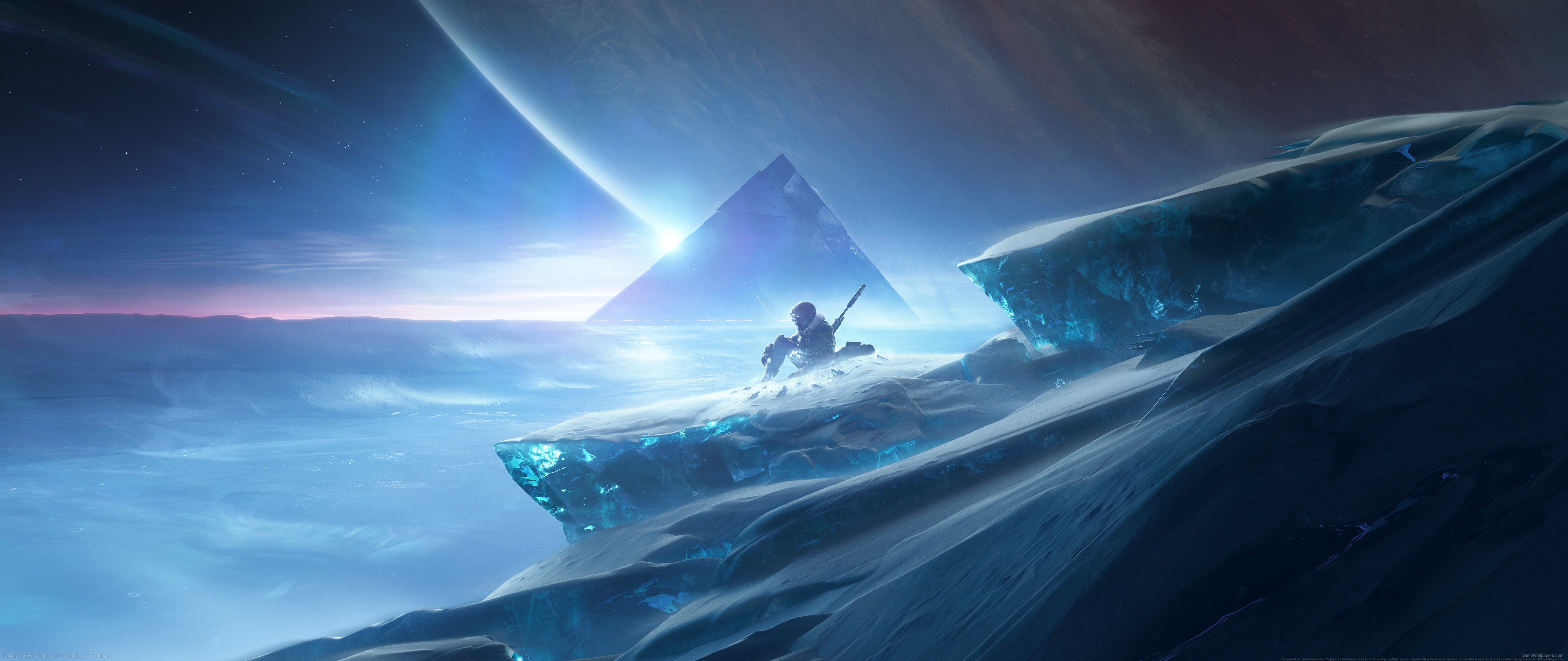 Free download Electronic Games Electronic Game Art AI Art Pyramid Ice Space Planet Destiny Ultra-wide Science Fiction Bangji Games 4K Wallpaper, Wallpaper(s) website provided.