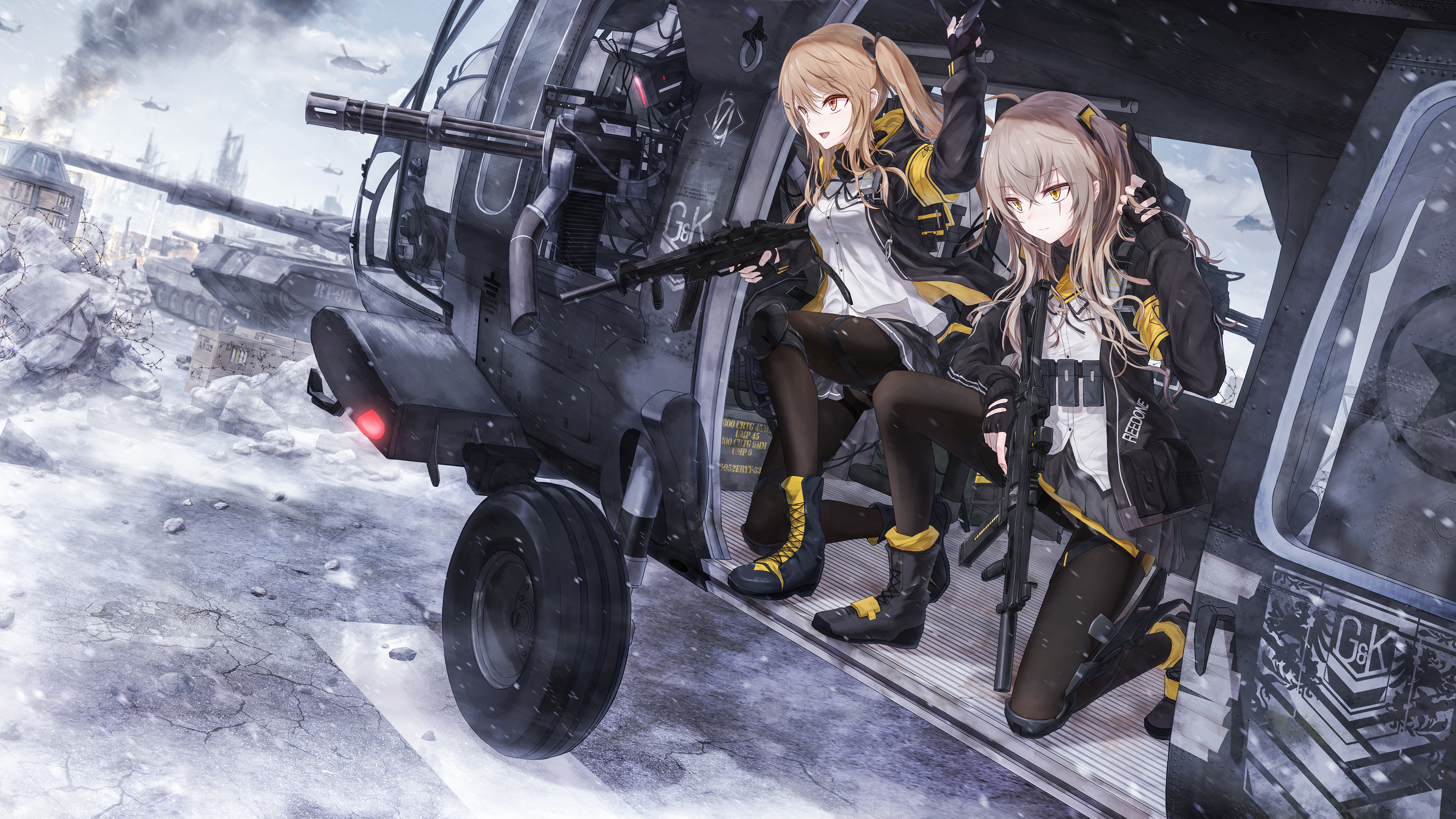Free download Girls Frontline Anime Girl Assault Rifle Jacket Mini Skirt Pantyhose Anime Painting Illustrations 4K Wallpaper, Wallpaper(s) website provided.