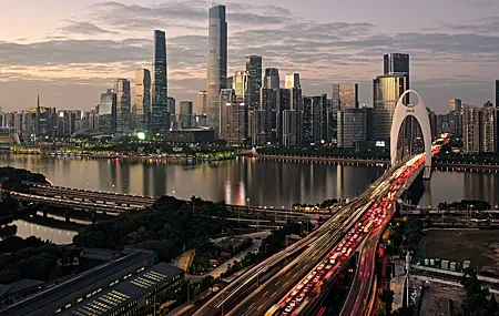 Free download China City Style Waterfront Building Night View Computer Wallpaper 4K Wallpaper, Wallpaper(s) website provided.