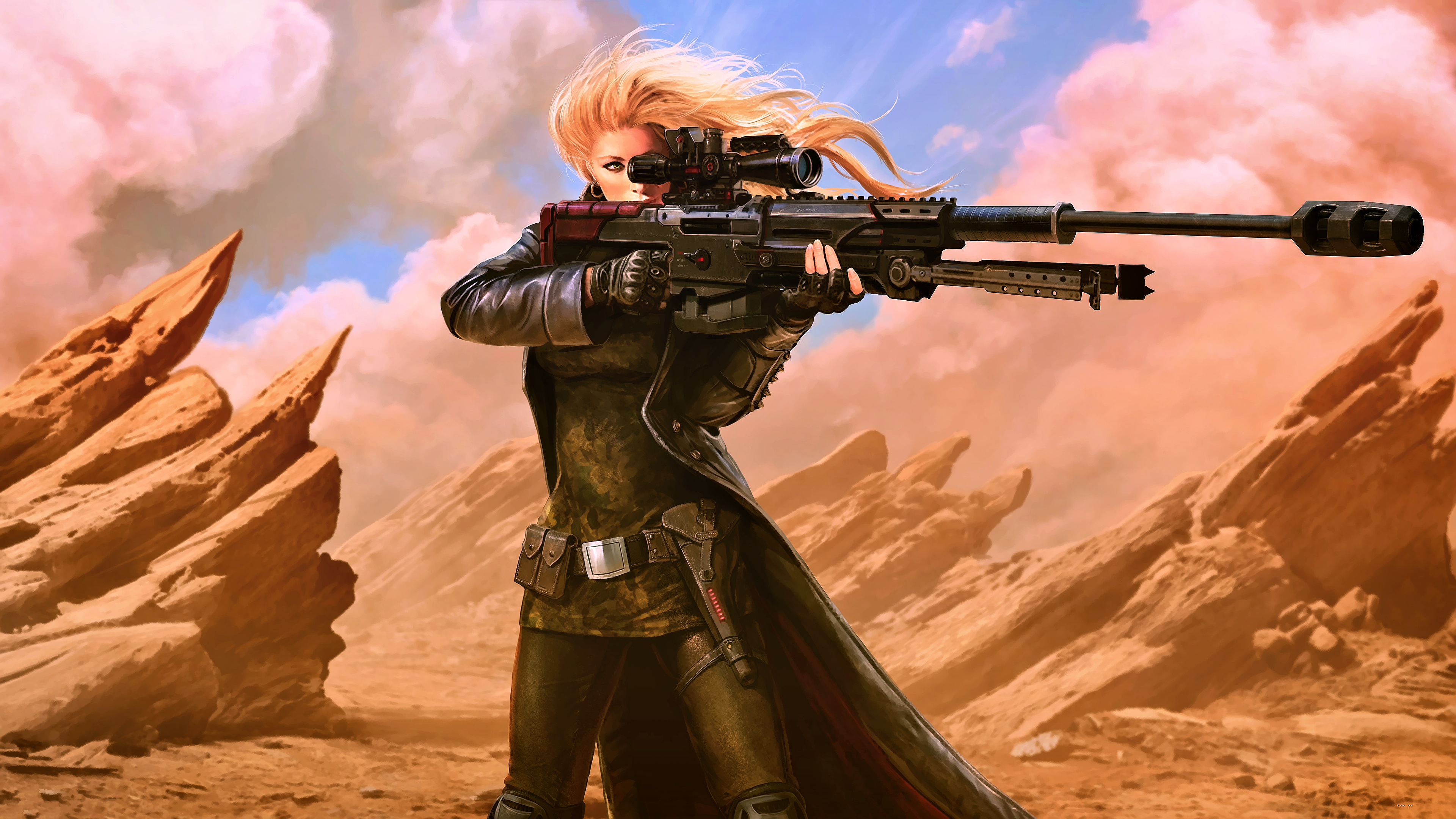 Free download Gun Science Fiction Novel AI Art Concept Art Fantasy Art Futurism Sniper Ramp Rifle 4K Wallpaper, Wallpaper(s) website provided.