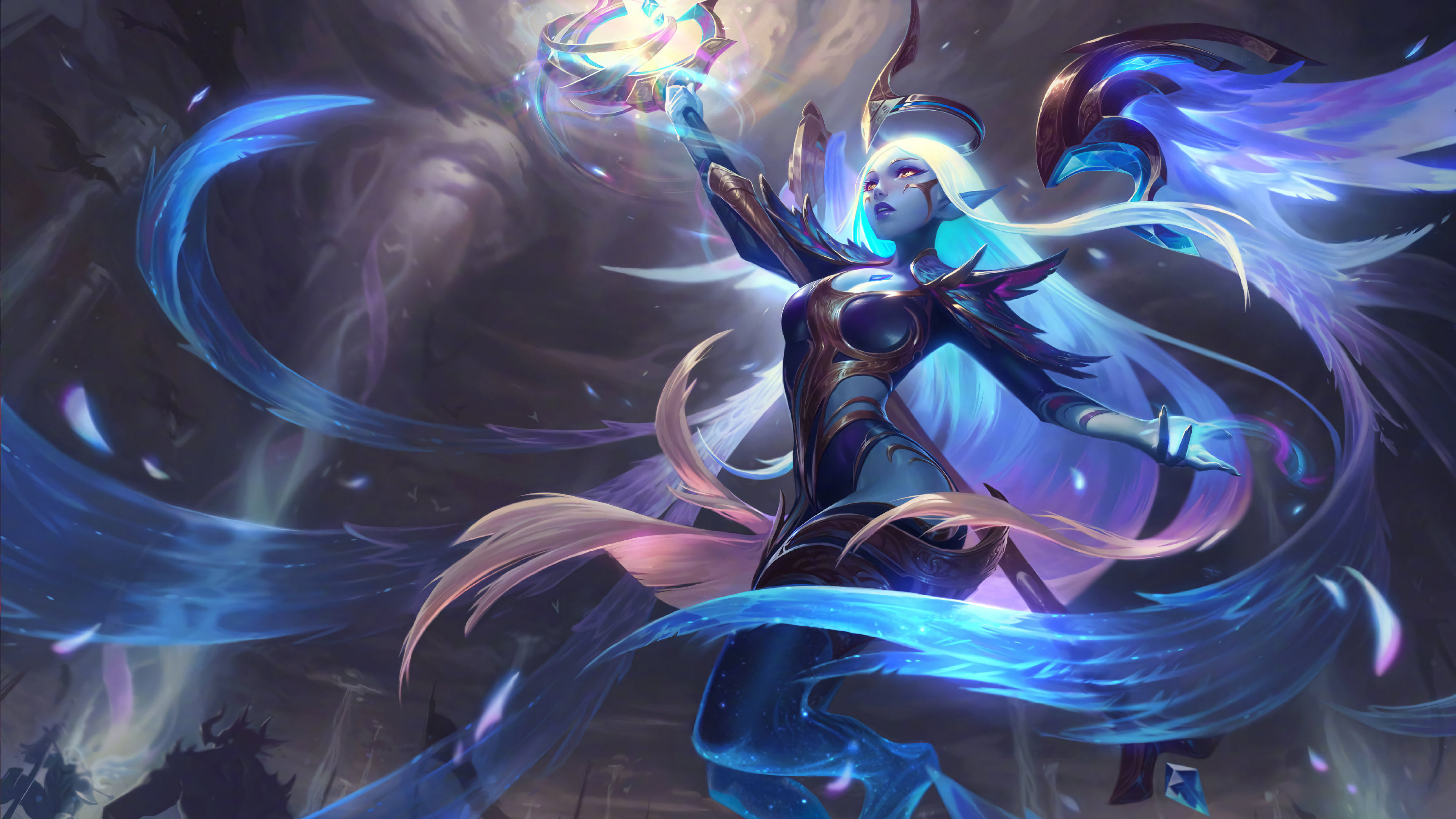 Free download Soraka League of Legends Video Game Characters Blue 4K Wallpaper, Wallpaper(s) website provided.