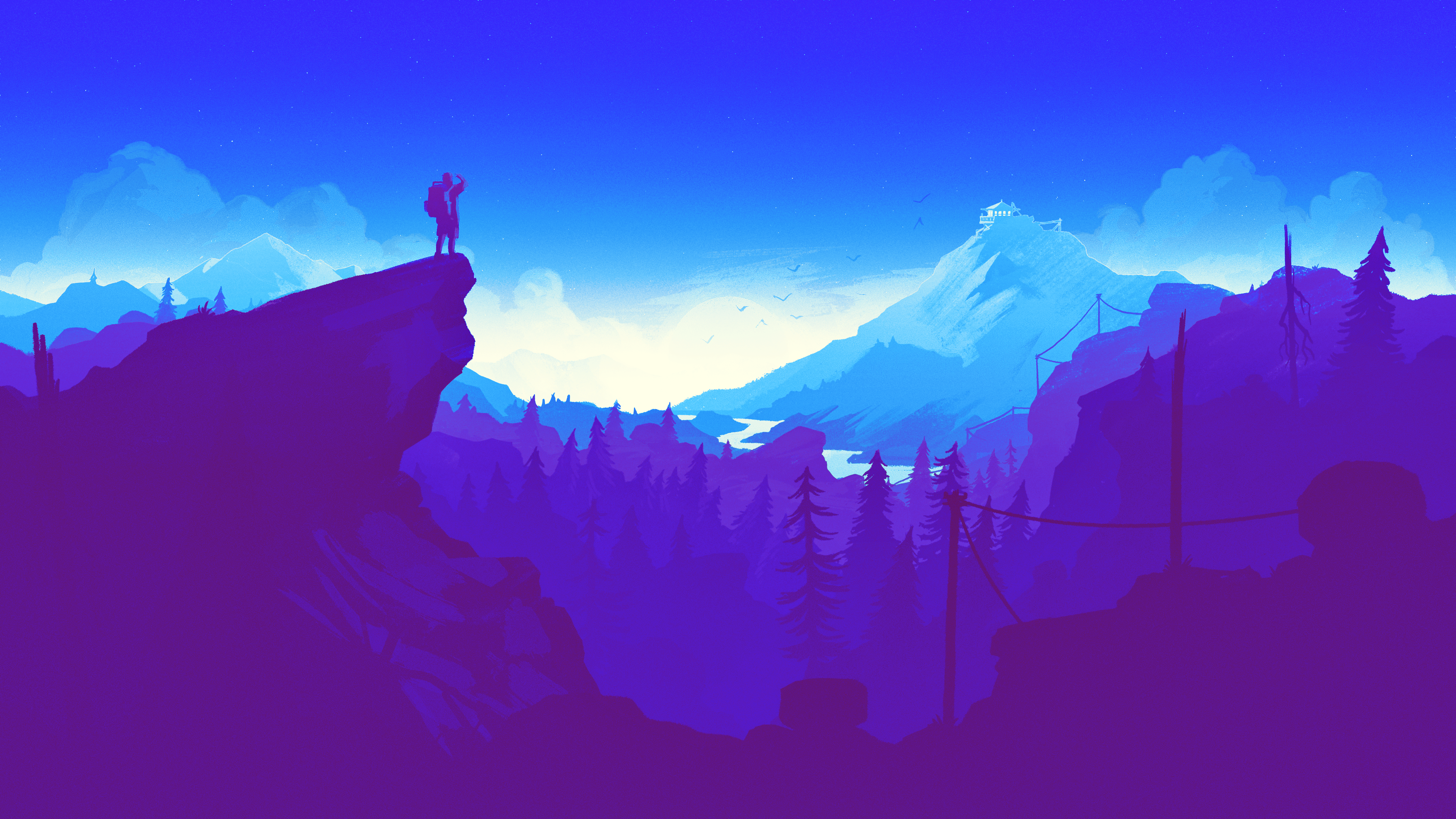 Free download Game CG Game Art Mountains Cliffs View 4K Wallpaper, Wallpaper(s) website provided.