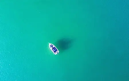 Free download sea blue water boat nature turquoise bird's eye view minimalism computer wallpaper 4K wallpaper, Wallpaper(s) website provided.