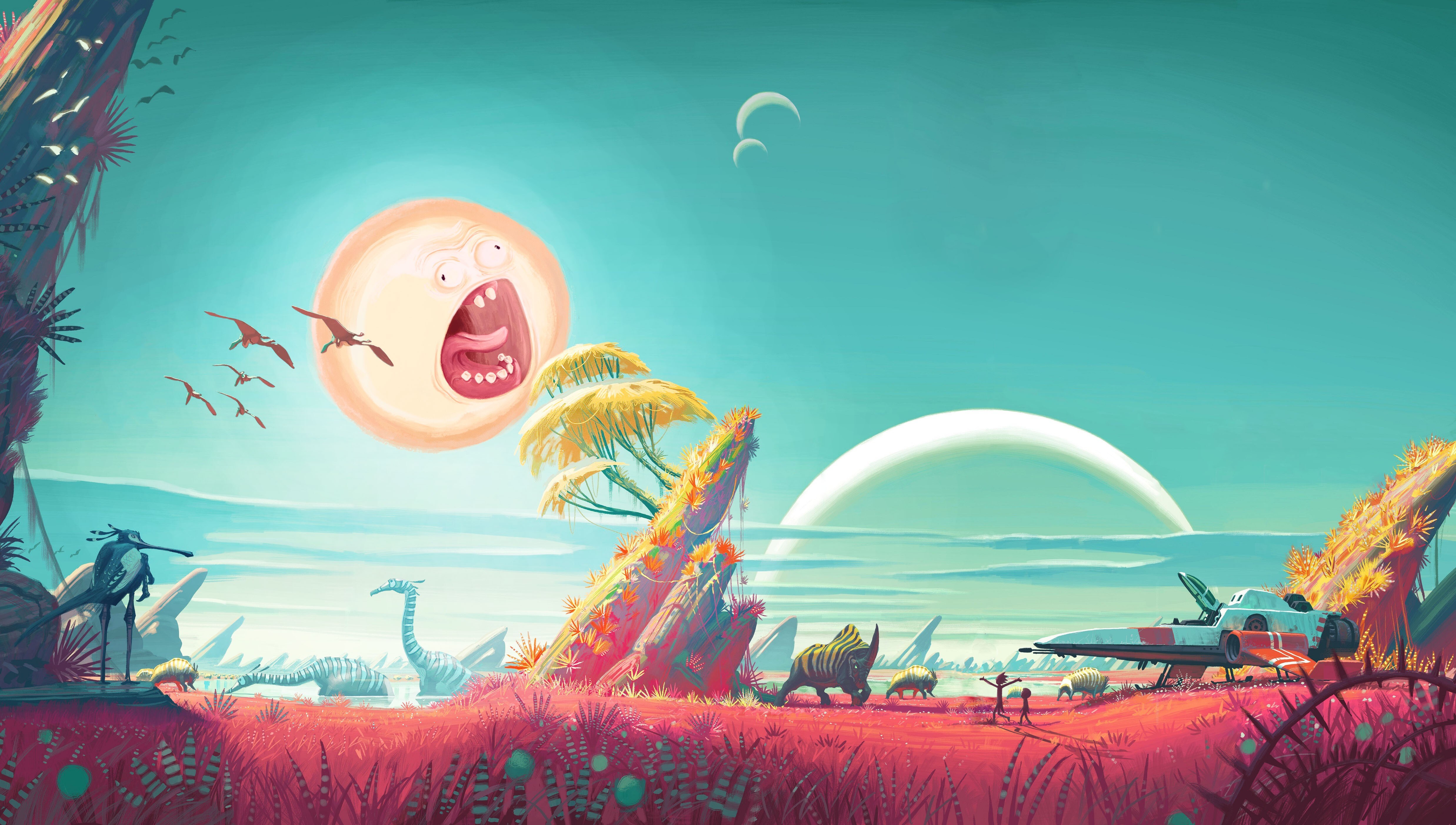 Free download Fan Art AI Art Rick Morty No Man Sky Game CG 4K Wallpaper, Wallpaper(s) website provided.