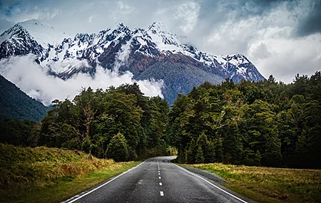 Free download Photography Landscape New Zealand Nature Mountains Road Snow Tree Cloud Computer Wallpaper 4K Wallpaper, Wallpaper(s) website provided.