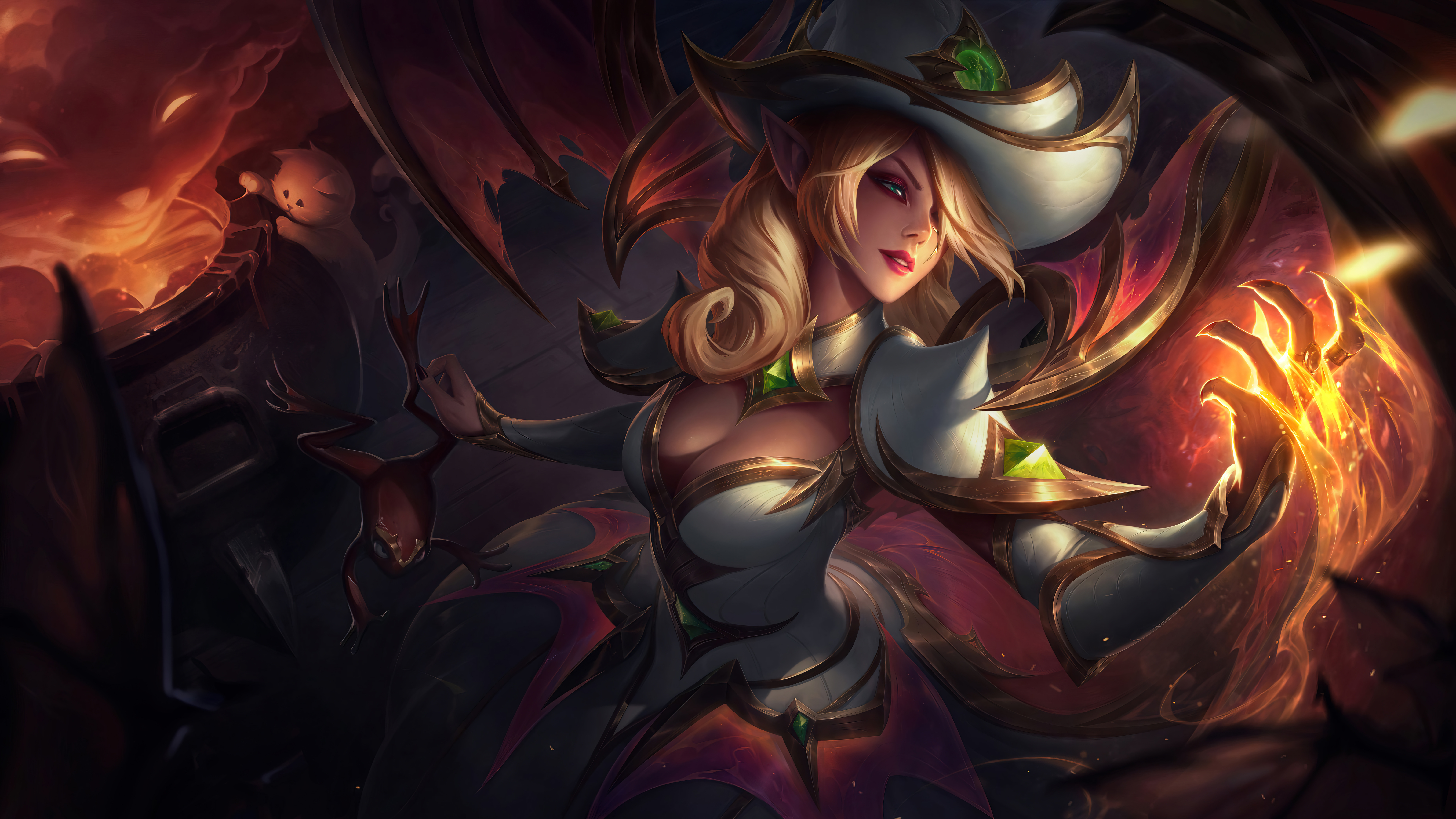 Free download Witch League of Legends Pumpkin Halloween AI Art Game CG Girl 8K Wallpaper, Wallpaper(s) website provided.