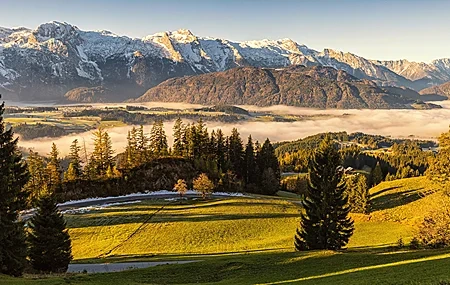 Free download Nature Landscape Austria Fields Mountains Mist Forest Sky Computer Wallpaper 4K Wallpaper, Wallpaper(s) website provided.