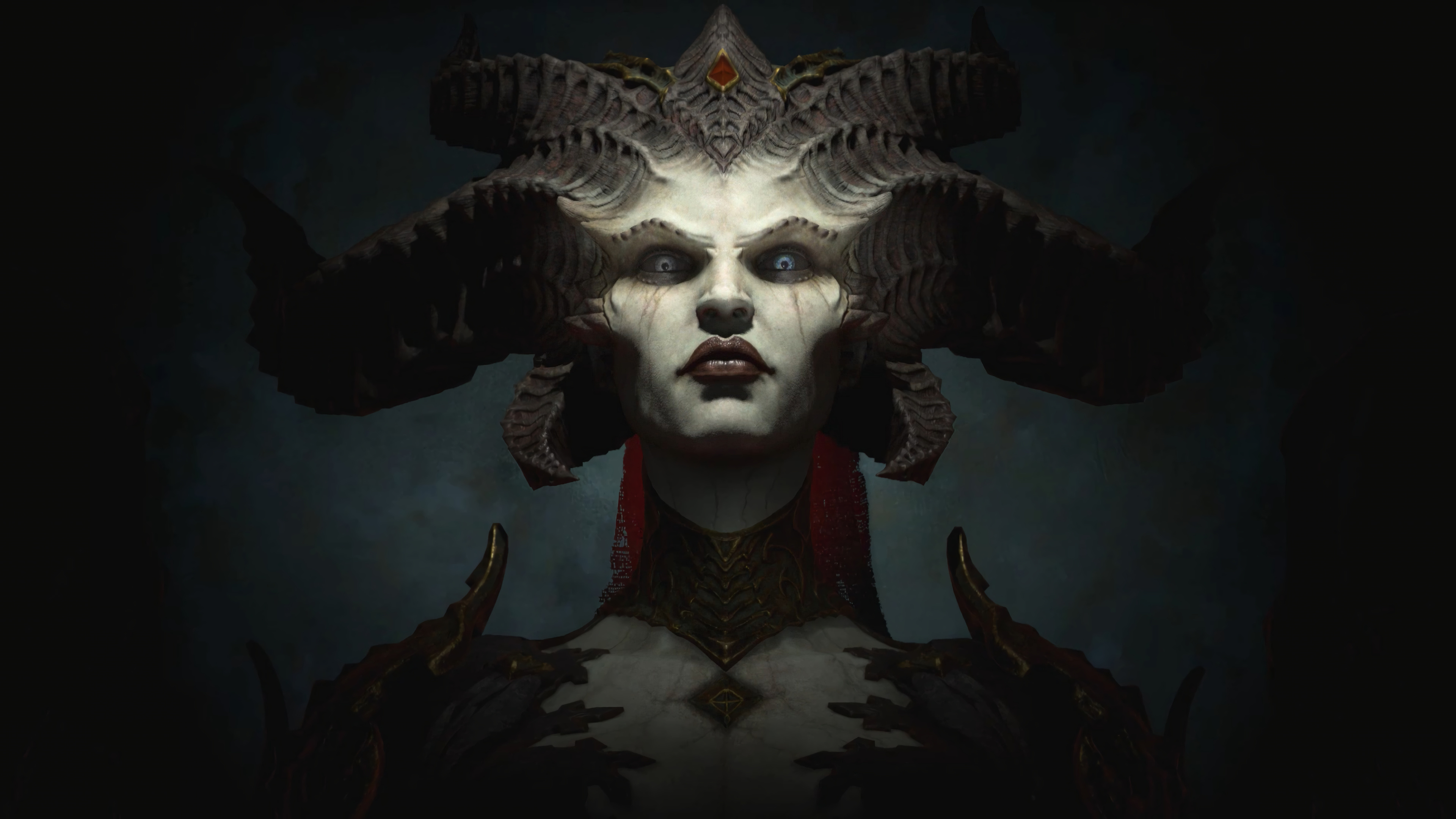 Free download Blue Eyes AI Art Pictures Game CG Diablo Lilith Horn 4K Wallpaper, Wallpaper(s) website provided.