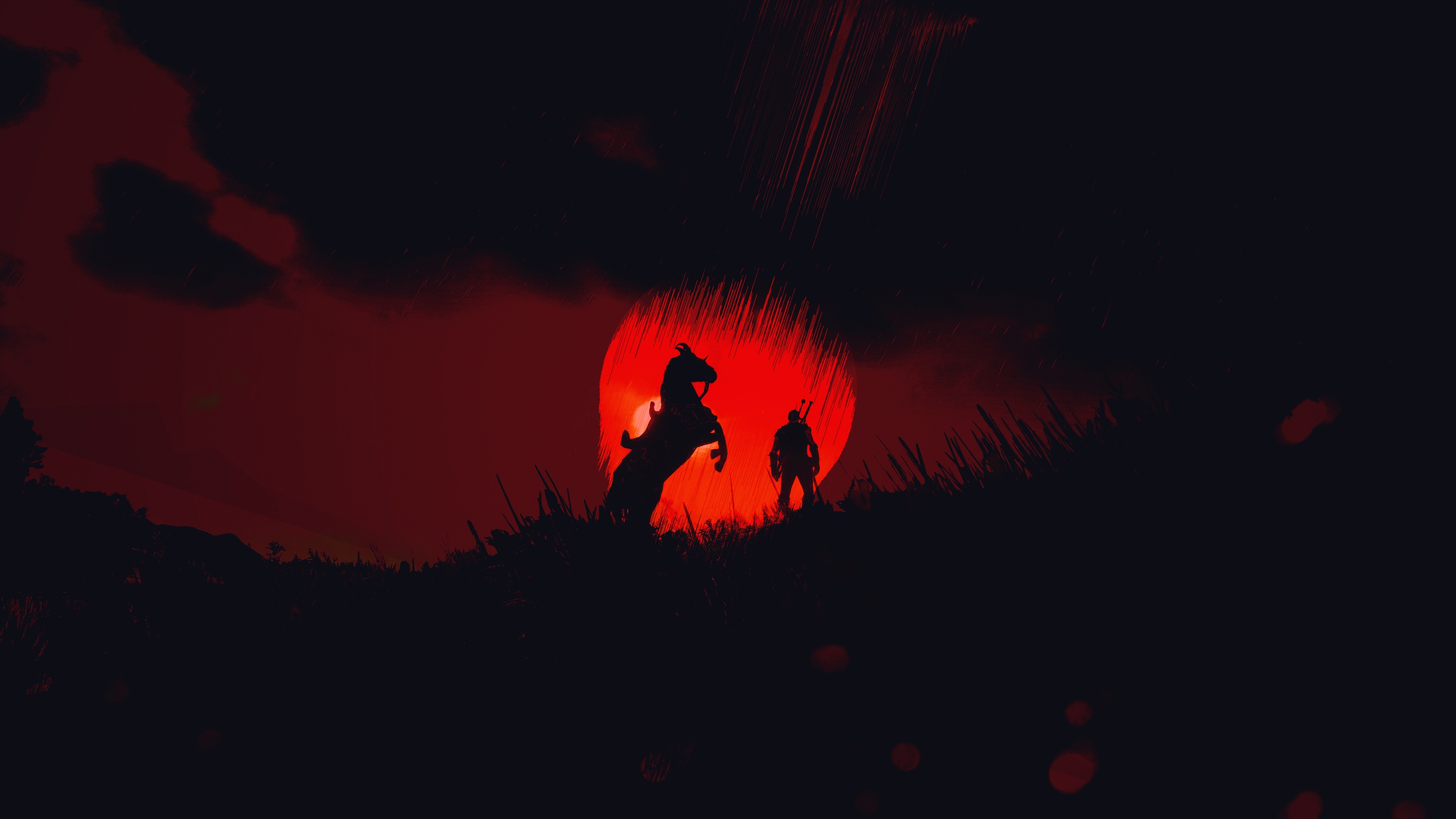 Free download Wizard Wild Hunting Game CG Character Playing Shadow Red 4K Wallpaper, Wallpaper(s) website provided.