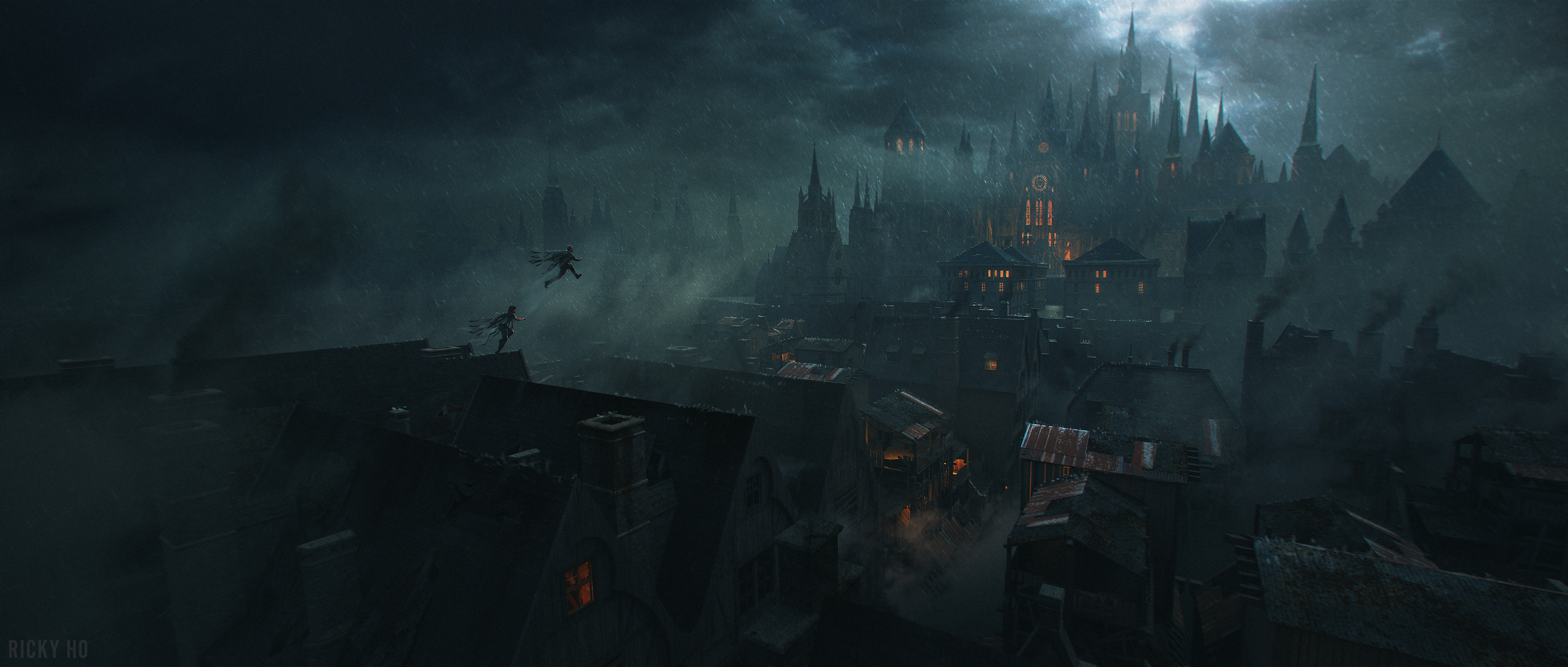 Free download Fantasy Art City Night Maze 4K Wallpaper, Wallpaper(s) website provided.