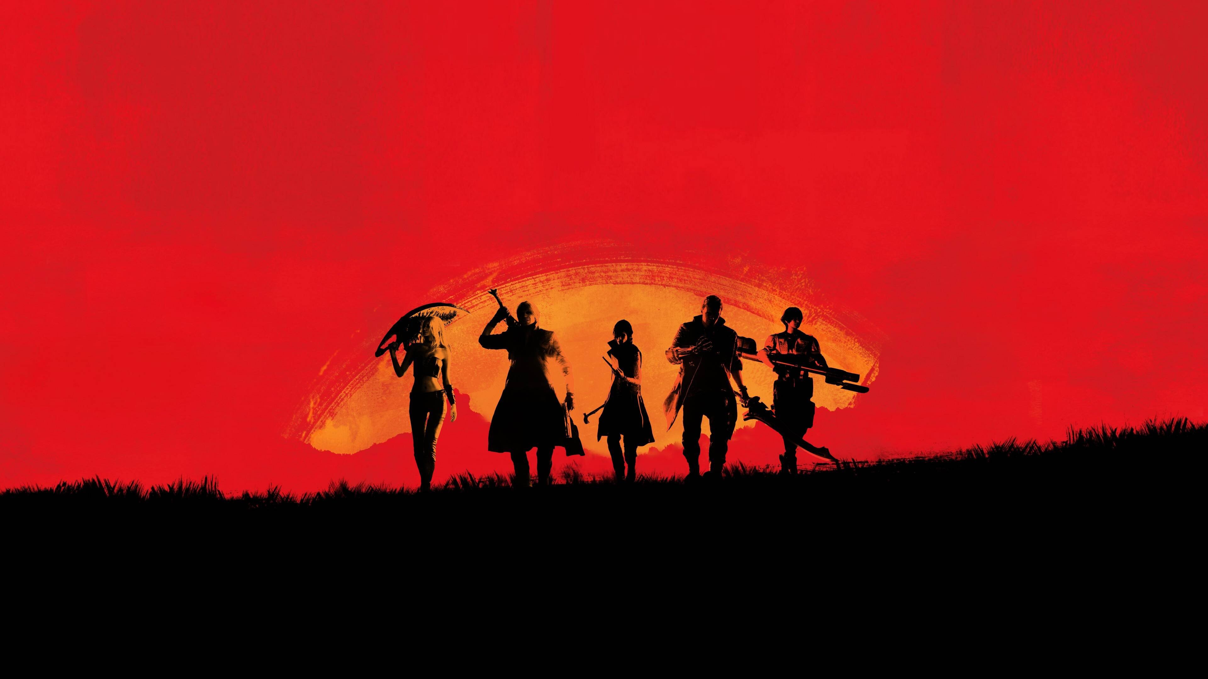 Free download Fictional Characters Video Game Characters Devil May Cry Red Death Redemption Sunset 4K Wallpaper, Wallpaper(s) website provided.
