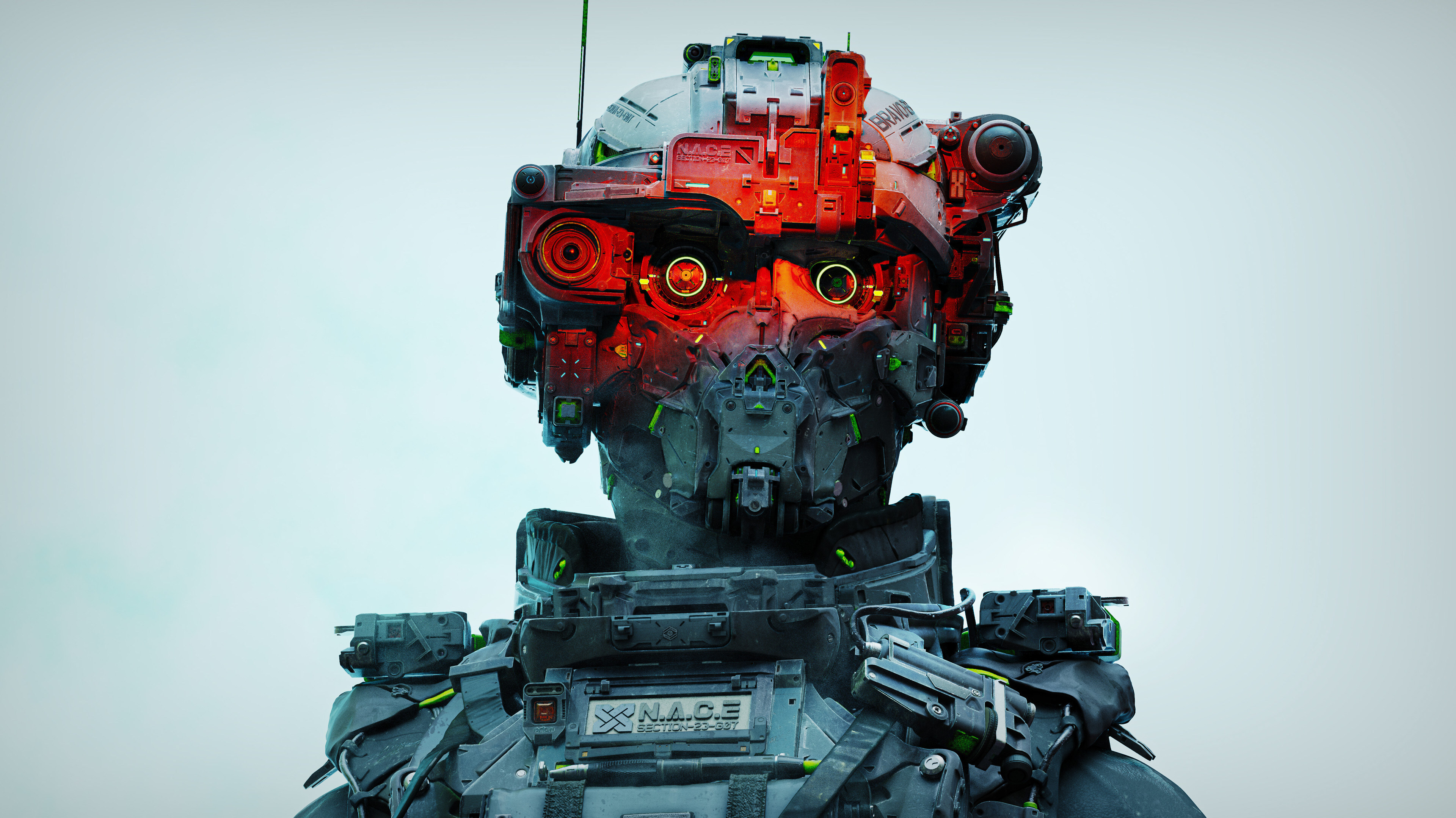 Free download Soldier AI Art Robot Cyborg Futurism Science Fiction Concept Art Simple Background 4K Wallpaper, Wallpaper(s) website provided.
