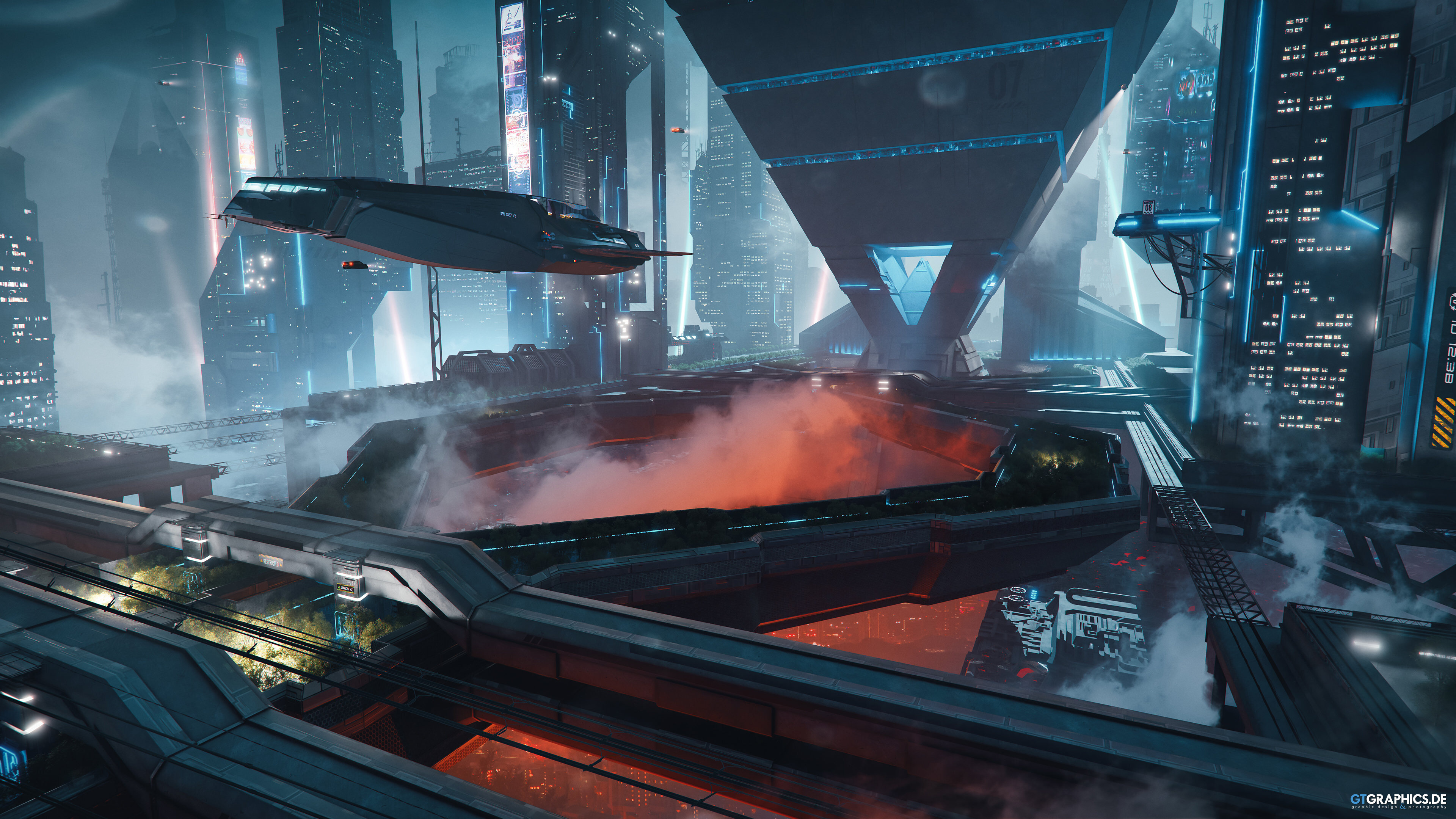 Free download AI Art Space Art Illustration Space Planet Spaceship Future City Cyberpunk Skyscraper 4K Wallpaper, Wallpaper(s) website provided.