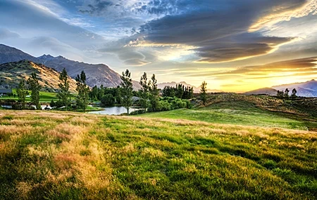 Free download Photography Landscape New Zealand Nature Trees Clouds Mountains Sky Sunset Glow Computer Wallpaper 4K Wallpaper, Wallpaper(s) website provided.