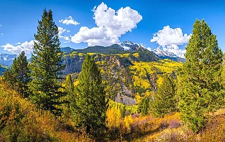 Free download Nature Landscape Mountains Autumn Trees Sky Clouds Snow Computer Wallpaper 4K Wallpaper, Wallpaper(s) website provided.