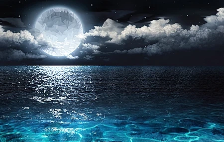 Free download Moon Ocean Night Starry Sky Space Stars Computer Wallpaper 4K Wallpaper, Wallpaper(s) website provided.