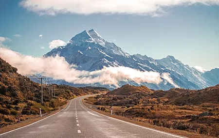 Free download Nature Road Landscape New Zealand Snow Peaks Snow Mountain Asphalt Mountains Computer Wallpaper 4K Wallpaper, Wallpaper(s) website provided.