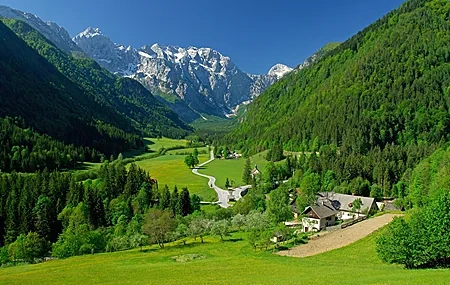 Free download Landscape Village Hills Mountains Trees Alps Nature Computer Wallpaper 4K Wallpaper, Wallpaper(s) website provided.