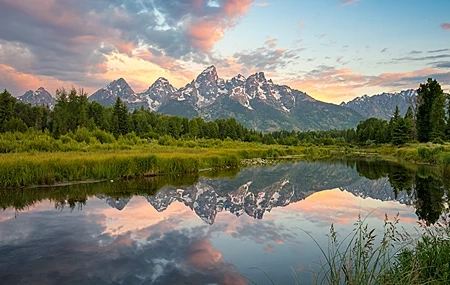 Free download Park Sunrise Lake Reflection Water Mountain Cloud Forest Computer Wallpaper 4K Wallpaper, Wallpaper(s) website provided.