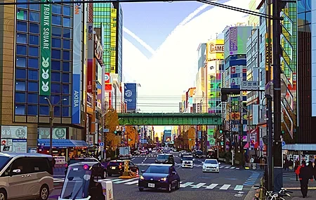 Free download Tokyo AI Art Illustration City Cityscape Vehicle Traffic Environment Car Road Street Building Computer Wallpaper 4K Wallpaper, Wallpaper(s) website provided.
