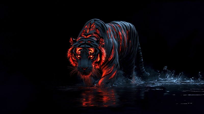 Free download Tiger Dope AMOLED AI art Black background 5K, Wallpaper(s) website provided.