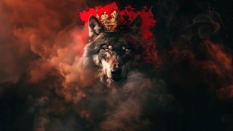 Free download Wolf Crown King Smoke AI art, Wallpaper(s) website provided.