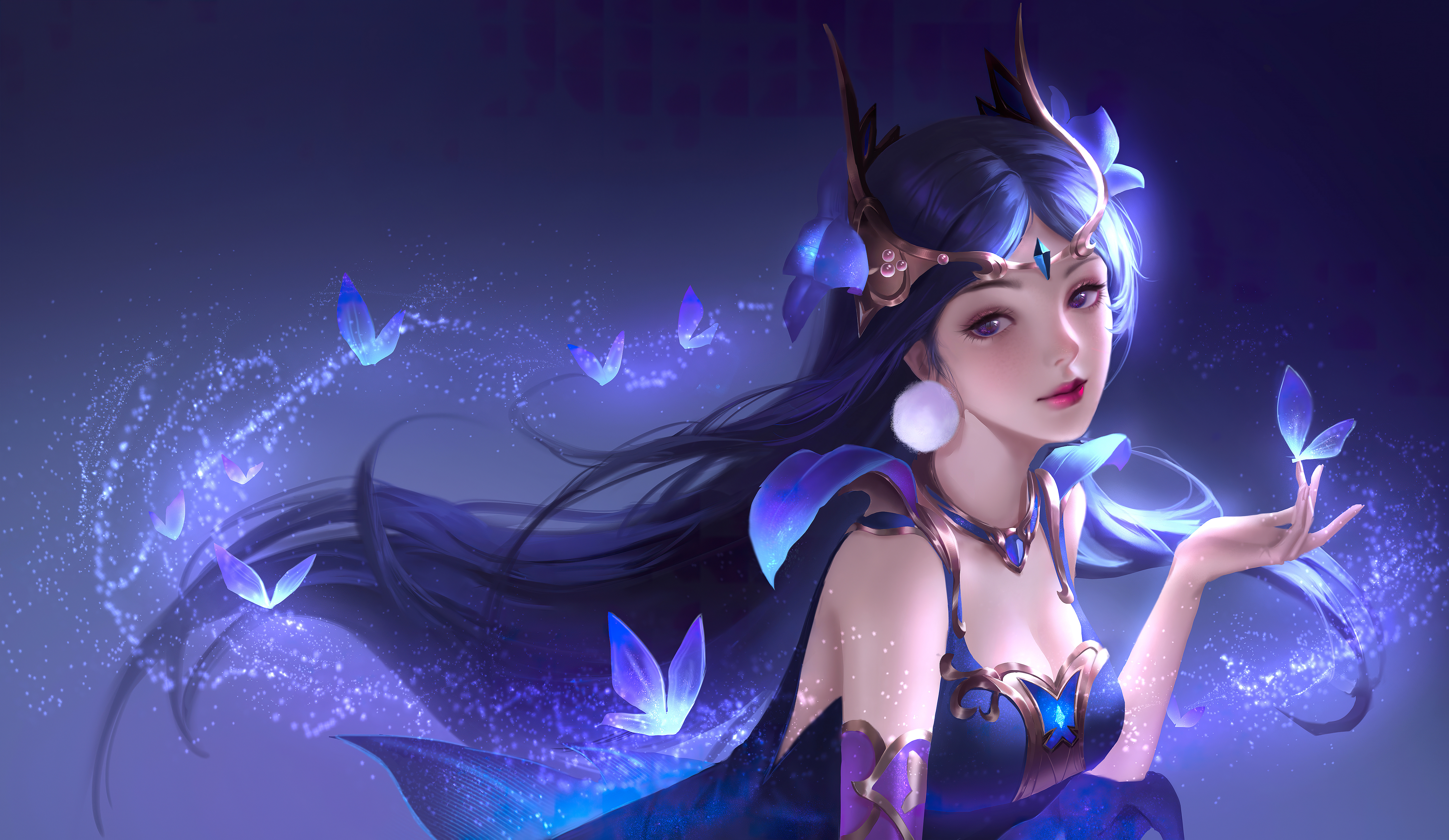 Free download Game CG character Honor of Kings girl butterfly flower crown 4K wallpaper, Wallpaper(s) website provided.