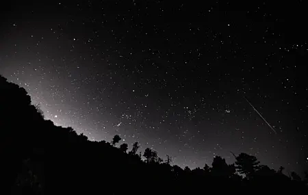 Free download Landscape Mountains Trees Starry Night Stars Night Shooting Stars Dark Computer Wallpaper 4K Wallpaper, Wallpaper(s)