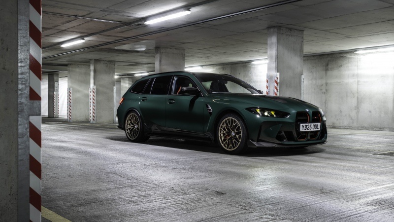 Free download BMW M3 CS Touring 2025 5K 8K Dark green Parking garage, Wallpaper(s) website provided.