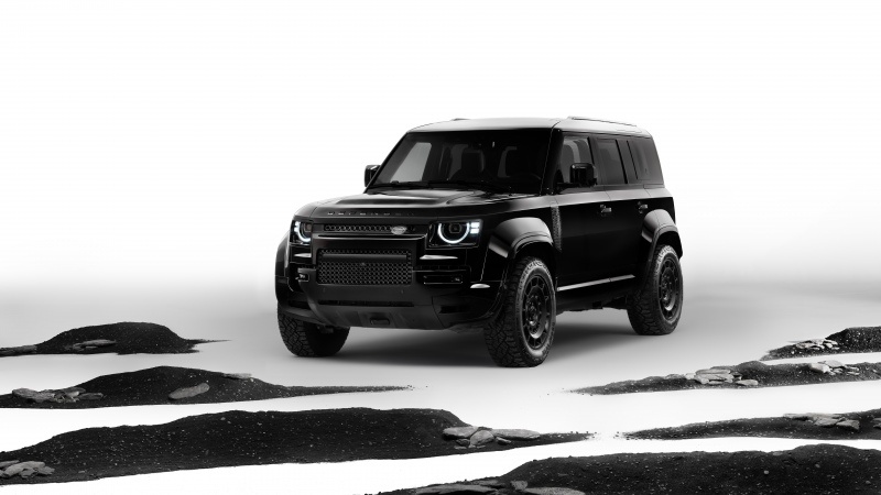 Free download Land Rover Defender OCTA Black Edition 2025 5K 8K Black cars Black and White, Wallpaper(s) website provided.