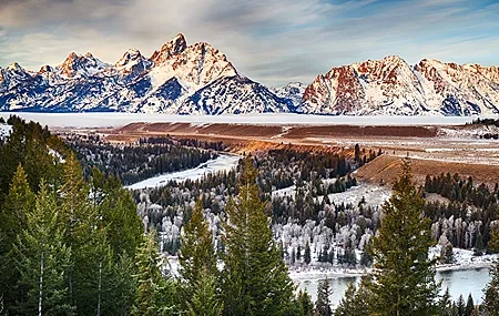 Free download Nature Landscape Snow Trees Mountain Snow Peaks Computer Wallpaper 4K Wallpaper, Wallpaper(s) website provided.