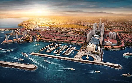 Free download sea city sunset ai art boat painting landscape bird's eye view computer wallpaper 4K wallpaper, Wallpaper(s) website provided.