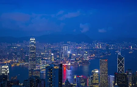 Free download city lights hong kong cityscape architecture night view blue neon light computer wallpaper 4K wallpaper, Wallpaper(s) website provided.