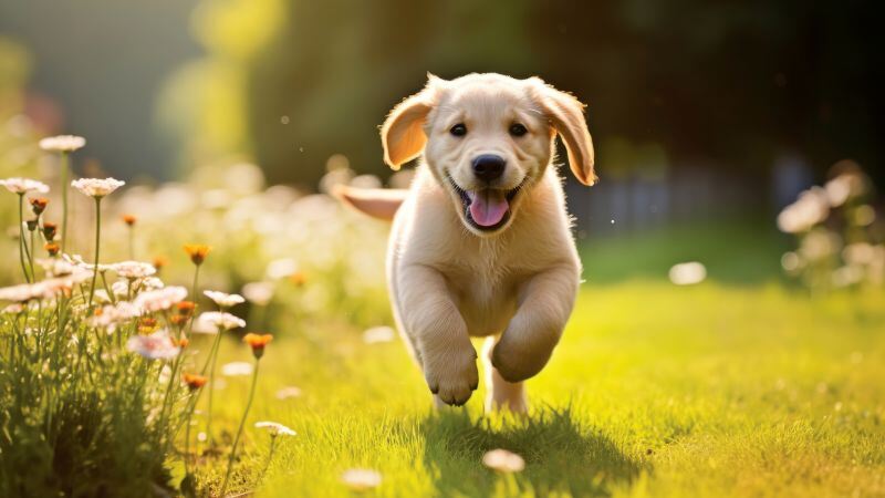 Free download Cute puppy Running Golden Retriever 5K Labrador puppy Adorable, Wallpaper(s) website provided.