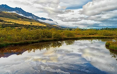 Free download Photography Landscape Nature Outdoors Mountains Water Hills Reflection Coast Trees Field Plants Sky Clouds Computer Wallpaper 4K Wallpaper, Wallpaper(s) website provided.