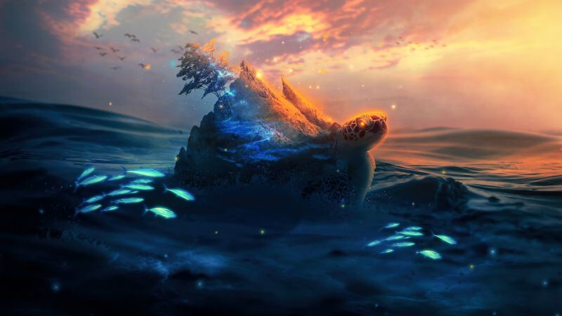 Free download Sea Turtle Surreal Underwater Ocean Aqua, Wallpaper(s)