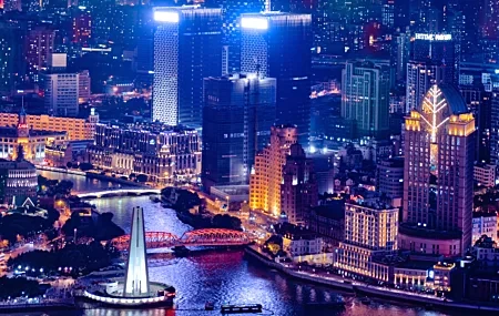Free download photography cityscape architecture lights night water shanghai china city computer wallpaper 8K wallpaper, Wallpaper(s)