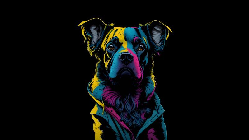 Free download Dog Digital Art AMOLED 10K Black background 5K 8K, Wallpaper(s)