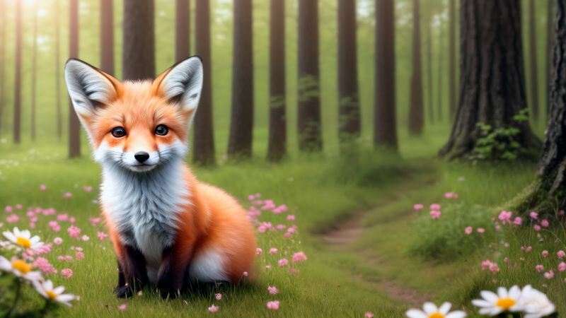 Free download Cute fox AI art Surreal Forest, Wallpaper(s) website provided.
