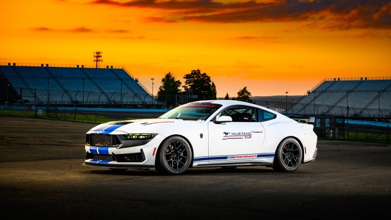 Free download Ford Mustang Dark Horse Race car Race track Sunset 5K 8K, Wallpaper(s) website provided.