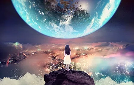 Free download Earth World Mist Cloud Nature AI Art Cliff Ocean City Night Planet Universe Computer Wallpaper 4K Wallpaper, Wallpaper & 7wallpaper