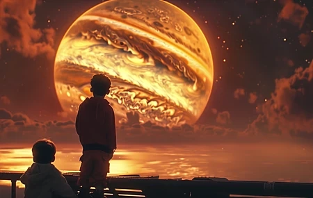 Free download children artificial intelligence art illustration friendship yellow jupiter clouds silhouette computer wallpaper 4K wallpaper, Wallpaper & 7wallpaper